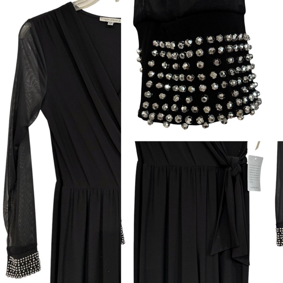 Nordstrom Tash + Sophie Black Jumpsuit with Sheer Sleeves Size Small New - Picture 5 of 6